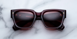 jacques marie mage enzo amarena eckige sonnenbrille in rot mit roten gläsern