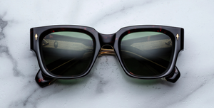 jacques marie mage enzo etna eckige sonnenbrille in havana mit grünen gläsern