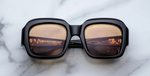 jacques marie mage evelyn monday eckige sonnenbrille in schwarz und havana mit orangenen gläsern