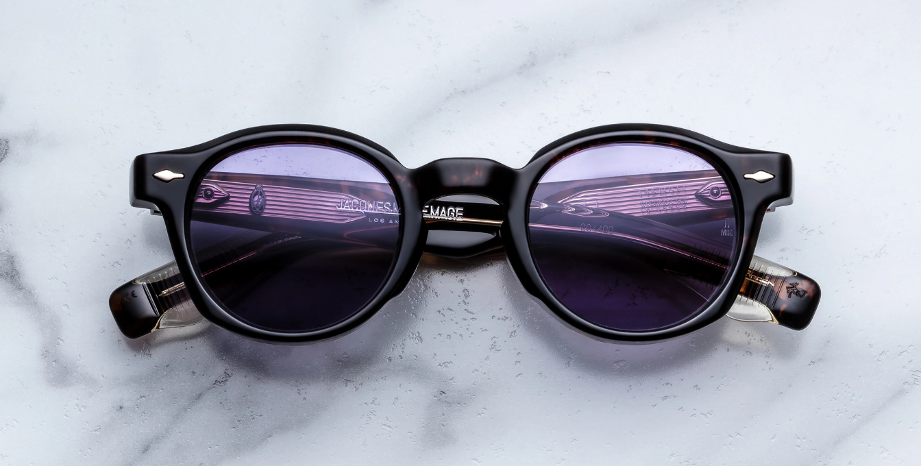 jacques marie mage felix 2 beau pantoförmige sonnenbrille in havana mit violetten gläsern