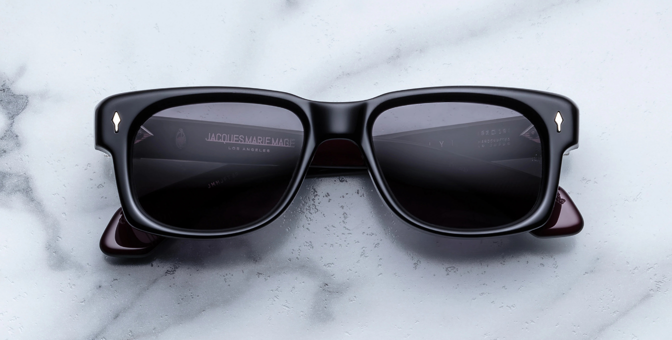 jacques marie mage fly bloodstone eckige sonnenbrille in schwarz mit grauen gläsern