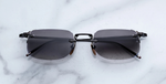 jacques marie mage fonda black eckige randlose sonnenbrille in schwarz und silber mit grauen verspiegelten verlaufsgläsern