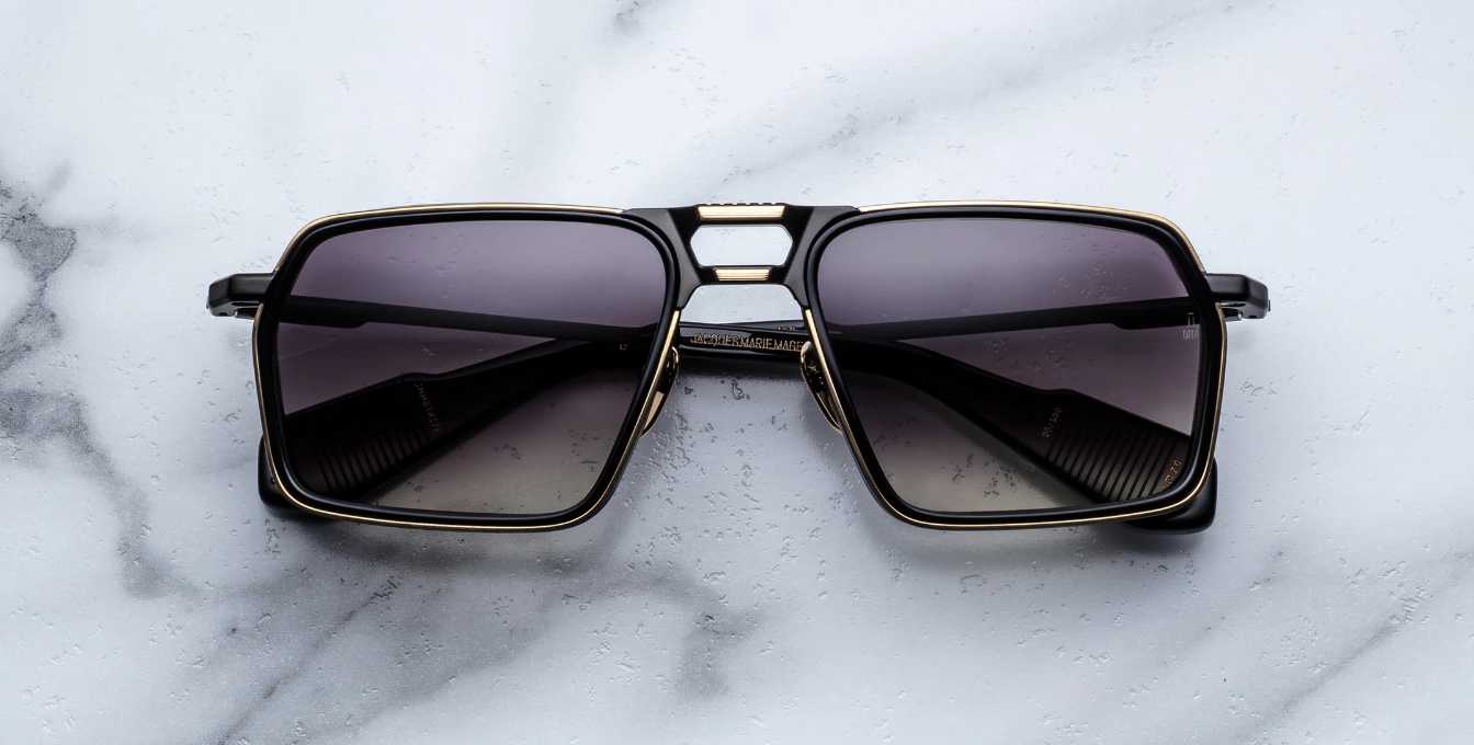 jacques marie mage gt-r bng eckige sonnenbrille in schwarz mit schwarzen verlaufsgläser