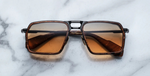 jacques marie mage gt-r boa eckige sonnenbrille in schwarz und braun mit braunen gläsern