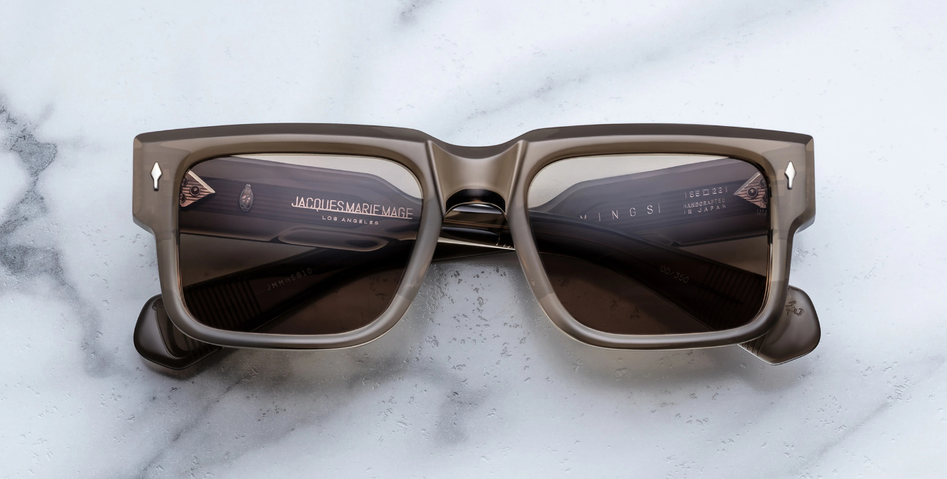 jacques marie mage hemmings lescot eckige sonnnenbrille in braun mit braunen gläsern
