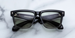 jacques marie mage hyannis black fade eckige sonnenbrille in schwarz verlauf mit grünen gläsern