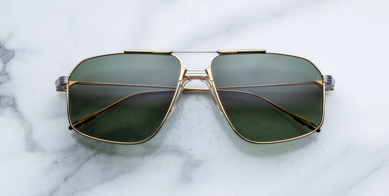 jacques marie mage jagger musket aviator sonnenbrille aus titan in gold mit grünen verlaufsgläser