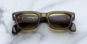 jacques marie mage jeff volvox eckige sonnenbrille in transparentem grün mit olive farbenen gläsern