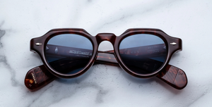 jacques marie mage kellerman breccia pantoförmige acetatbrille in havana mit blauen gläsern