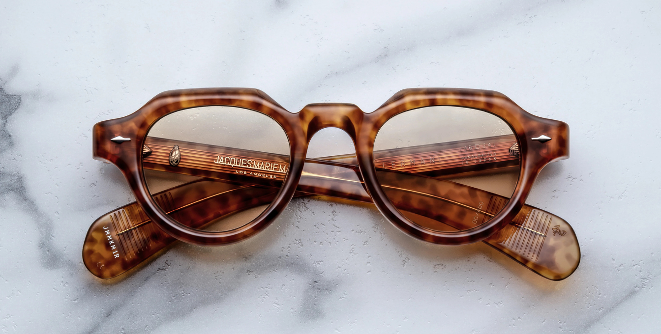 jacques marie mage kellerman camel pantoförmige acetatbrille in havana mit braunen gläsern