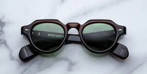 jacques marie mage kellerman zoltar pantoförmige acetatbrille in braun mit grünen gläsern