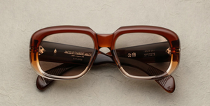 Jacques Marie mage kobo hickory fade eckige sonnenbrille in braun mit hellbraunen gläsern