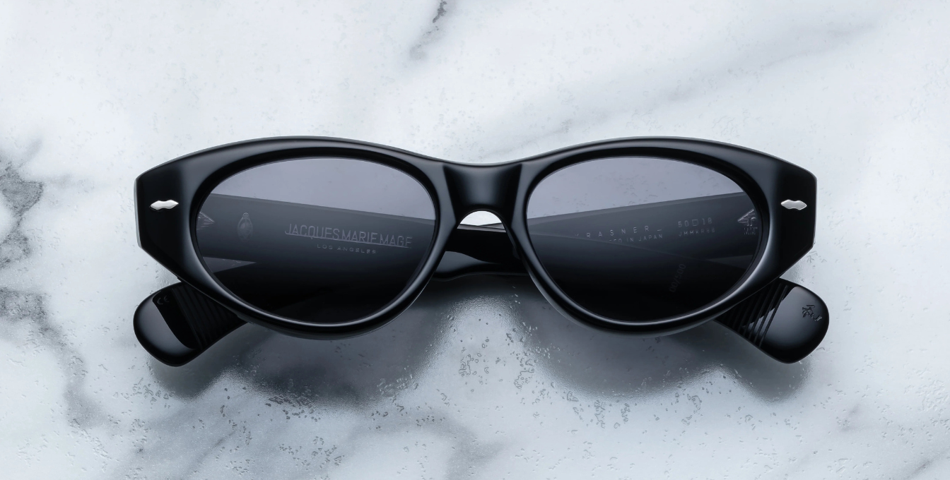 jacques marie mage krasner black ovale sonnenbrille in schwarz mit grauen gläsern