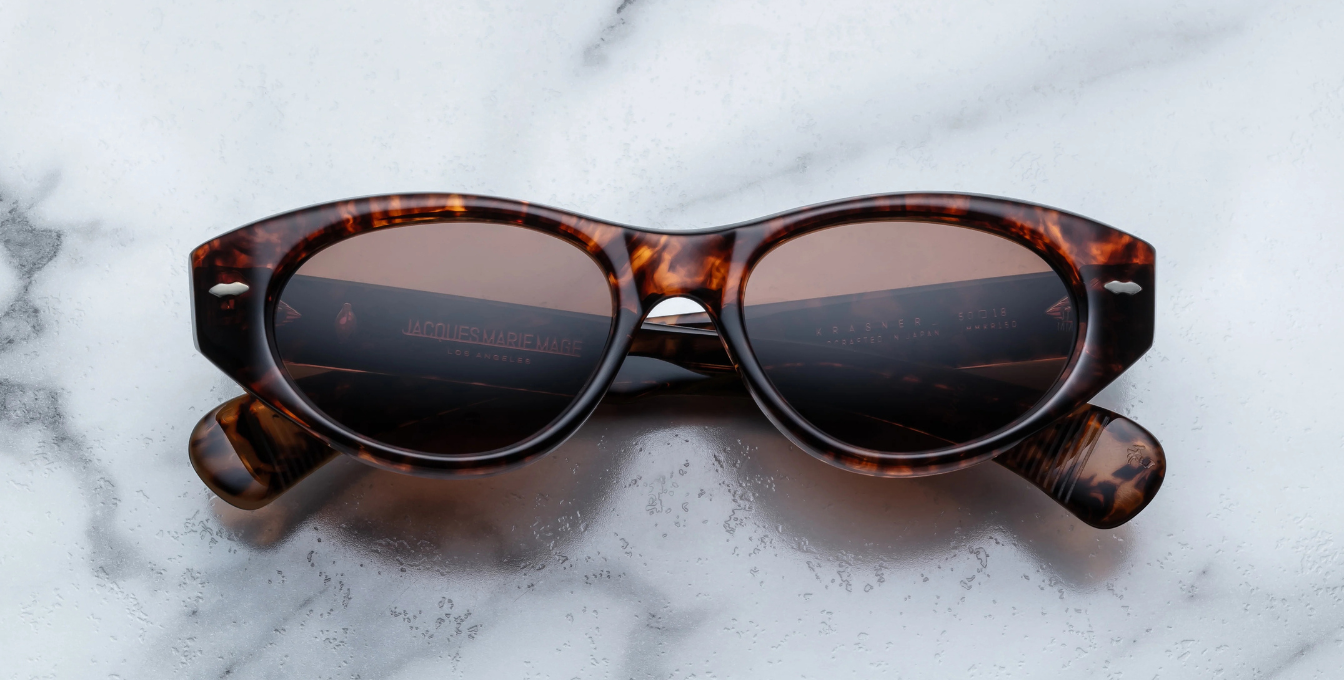 jacques marie mage krasner samoa ovale sonnenbrille in havana mit braunen gläsern