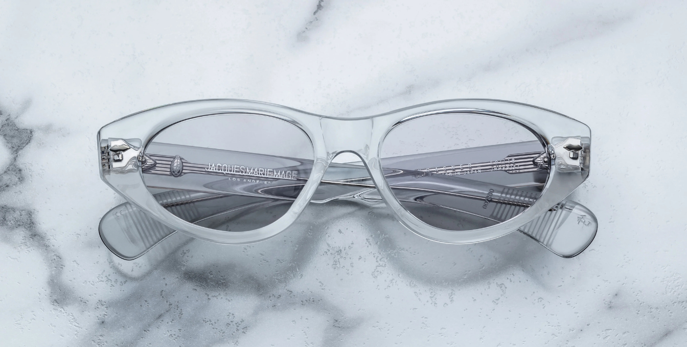 jacques marie mage krasner sulfur ovale sonnenbrille in transparent mit grauen gläsern