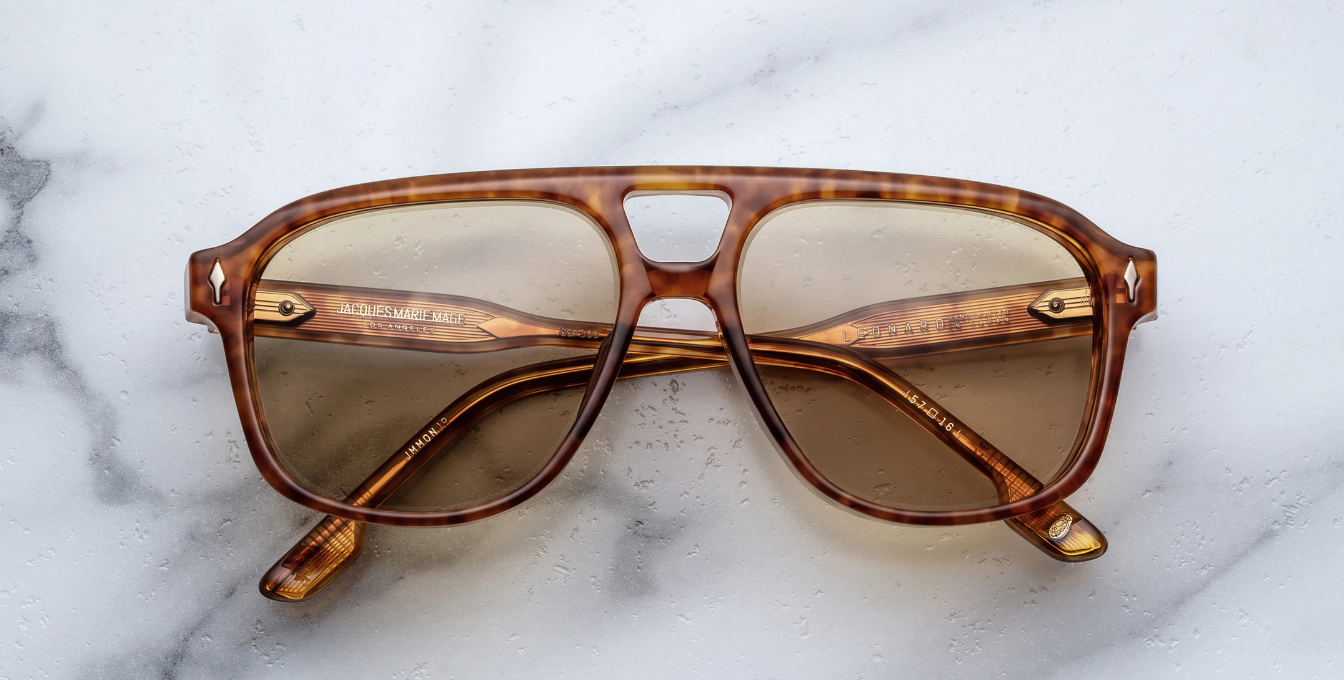 jacques marie mage leonard camel eckige sonnenbrille in havana mi leicht bronzefarbenen gläsern