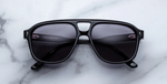 jacques marie mage leonard raven eckige sonnenbrille in schwarz mit grauen gläsern