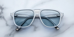 jacques marie mage leonard sky suede aviator sonnenbrille in matt blau mit blauen gläsern