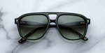 jacques marie mage leonard viper eckige sonnenbrille in schwarz mit grünen verlaufsgläser gläser