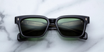 jacques marie mage molino 55 venom eckige sonnenbrille in schwarz mit grünen gläsern