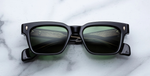 jacques marie mage molino venom eckige sonnenbrille in schwarz mit grünen gläsern