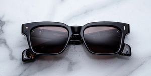 jacques marie mage molino willow eckige sonnenbrille in schwarz mit braunen gläsern