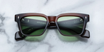 jacques marie mage molino zoltar eckige sonnenbrille in braun mit grünen gläsern