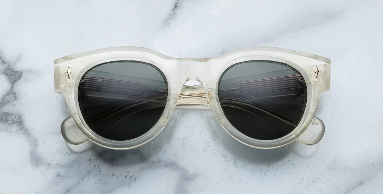 jacques marie mage molitor brut panto sonnenbrille in transparent mit grünen gläsern