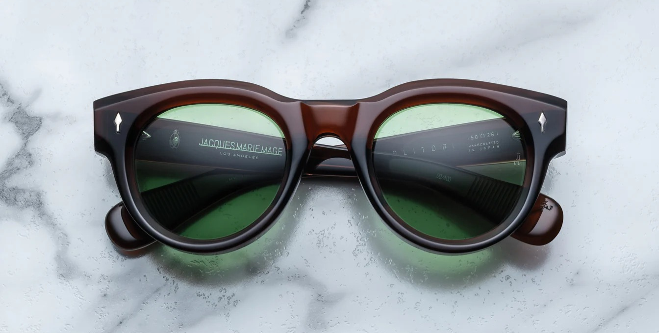 jacques marie mage molitor zoltar panto sonnenbrille in braun mit grünen gläsern
