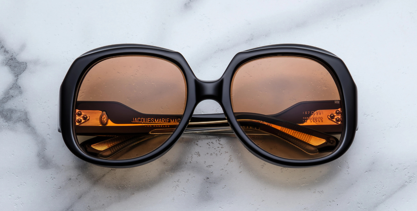 jacques marie mage ocean child beluga eckige sonnenbrille in schwarz mit bronze verlaufsgläser