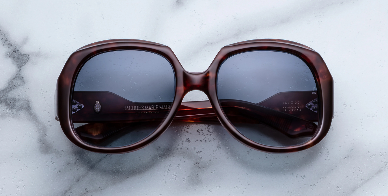 jacques marie mage ocean child breccia eckige sonnenbrille in havana und blauen verlaufsgläser