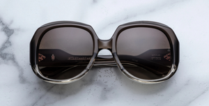 jacques marie mage ocean child smoke fade eckige sonnenbrille in transparenten grau mit grauen gläsern