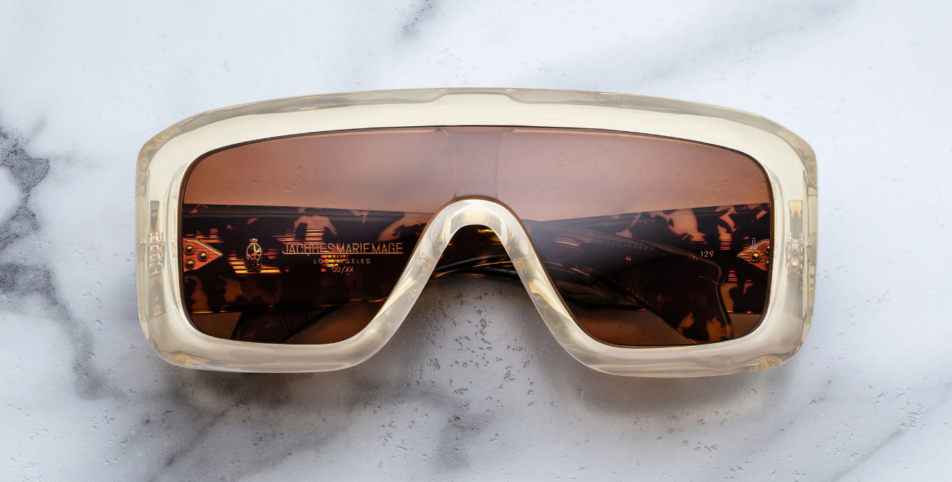 jacques marie mage pausa dun eckige sonnebrille in beige mit orangenen verlaufsgläsern