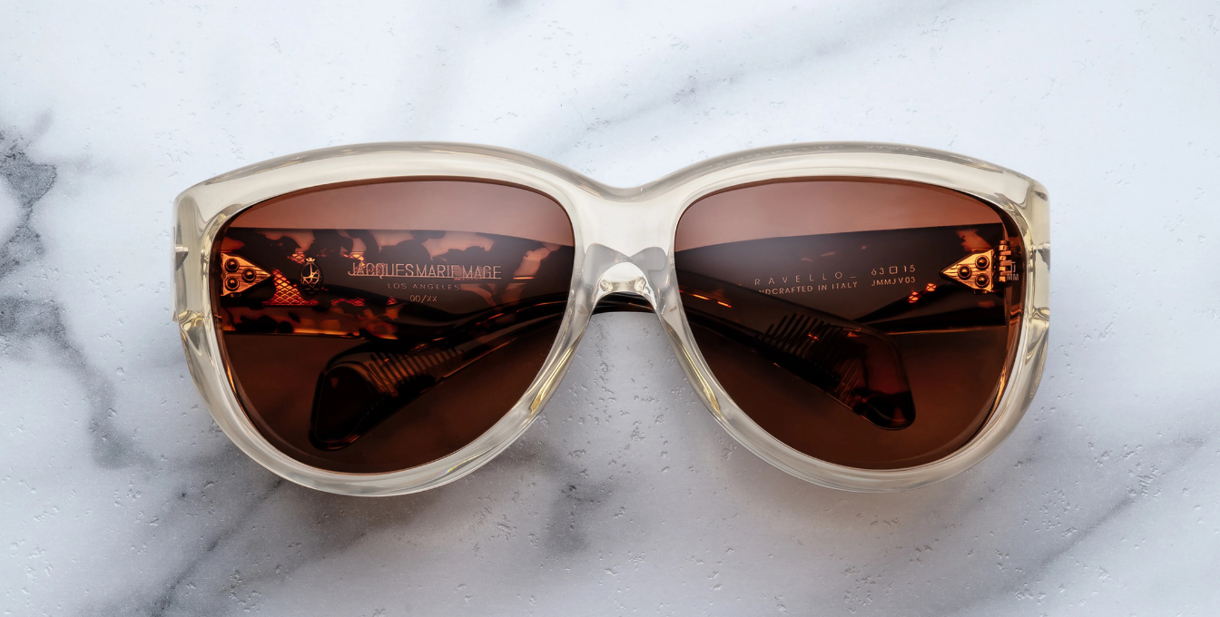 jacques marie mage ravello dun gelbe runde oversized sonnenbrille mit braunen verlaufsgläsern
