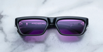 jacques marie mage rush shadow eckige sonnenbrille in schwarz mit violetten gläsern
