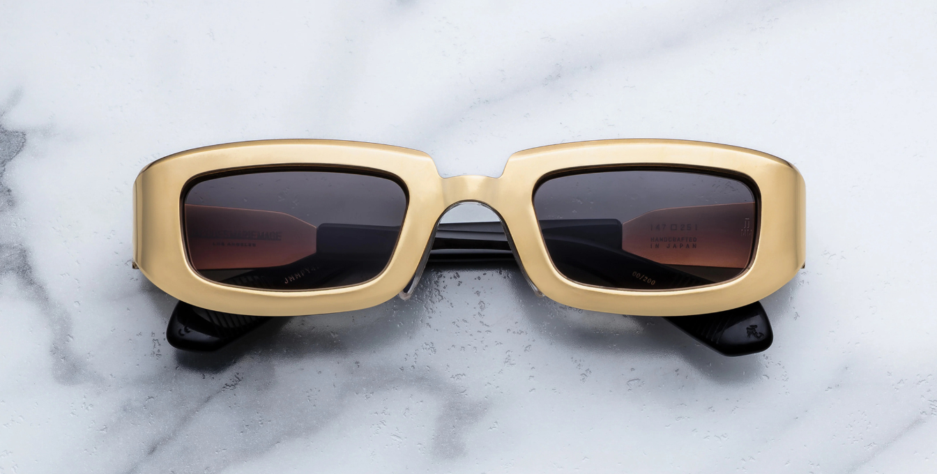 jacques marie mage ryder gold eckige sonnenbrille aus titan in gold mit grauen verlaufsgläsern