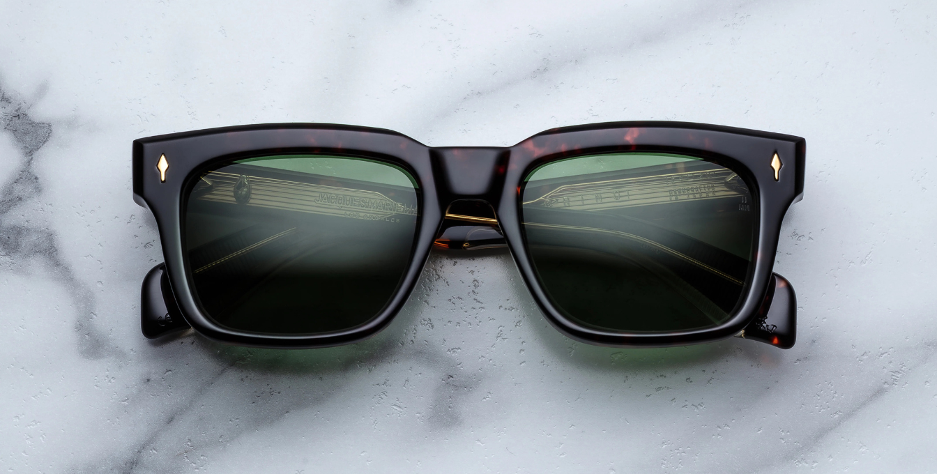 jacques marie mage torino etna eckige sonnenbrille in havana mit grünen gläsern