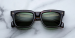 jacques marie mage torino etna eckige sonnenbrille in havana mit grünen gläsern
