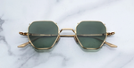 jacques marie mage verlaine musket eckige sonnenbrille in gold und silber mit grünen gläsern