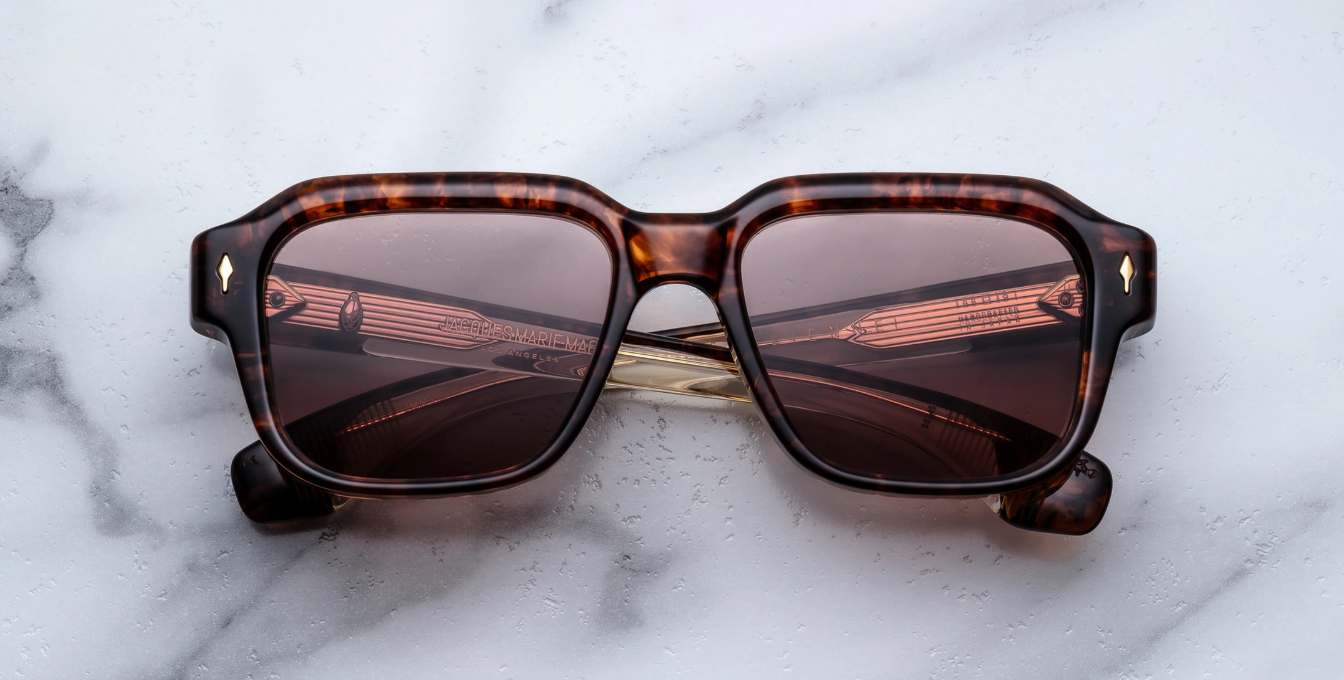 jacques marie mage vivienne argyle eckige sonnenbrille in havana mit braunen gläsern
