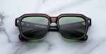 jacques marie mage vivienne zoltar eckige sonnenbrille in braun mit grünen gläsern
