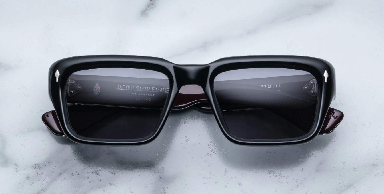 jacques marie mage walker bloodstone eckige sonnenbrille in schwarz mit dunkelgrauen gläsern
