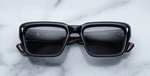 jacques marie mage walker bloodstone eckige sonnenbrille in schwarz mit dunkelgrauen gläsern