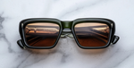 jacques marie mage walker borneo eckige sonnenbrille in grün mit orangenen Gläsern