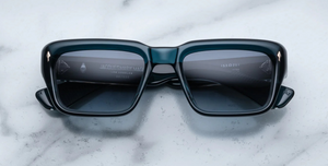 jacques marie mage walker indigo rechteckige sonnenbrille in blau mit blauen verlaufsgläsern