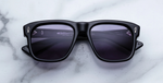 jacques marie mage yves fumee eckige sonnenbrille in schwarz mit grauen gläsern