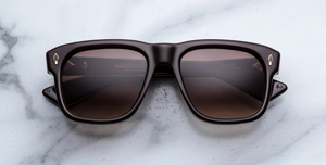 jacques marie mage yves ganache eckige sonnenbrille in braun mit braunen verlaufsgläsern