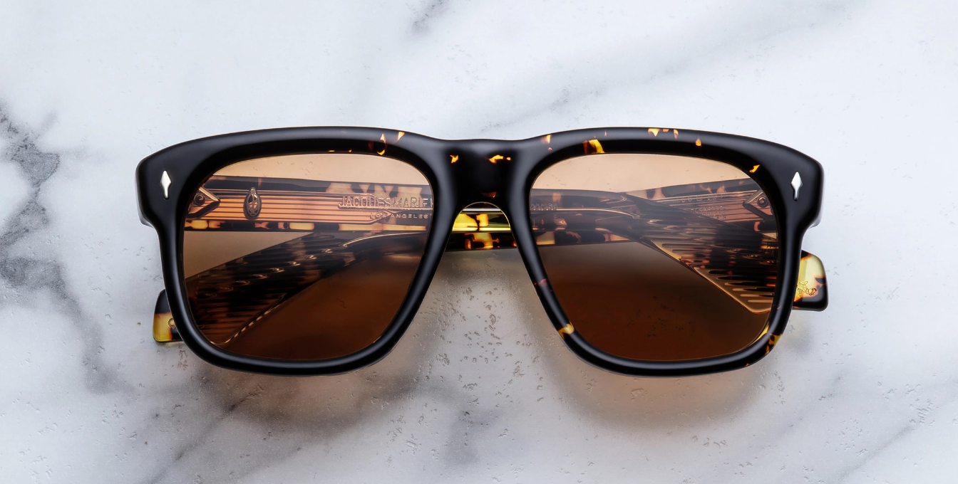 jacques marie mage yves tokyo eckige sonnenbrille in havana mit orangenen gläsern
