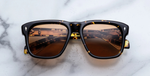 jacques marie mage yves tokyo eckige sonnenbrille in havana mit orangenen gläsern