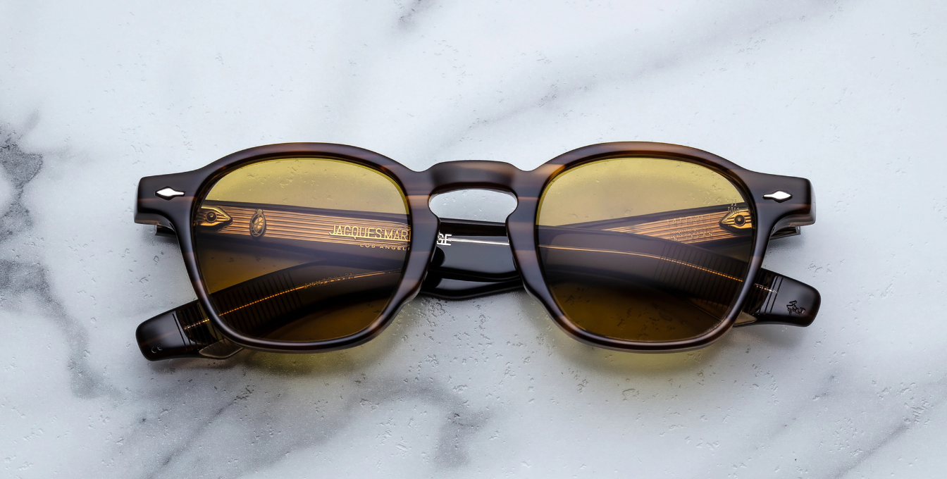 jacques marie mage zephirin 47 hazel, eckige sonnenbrille in havana mit brauen gläsern
